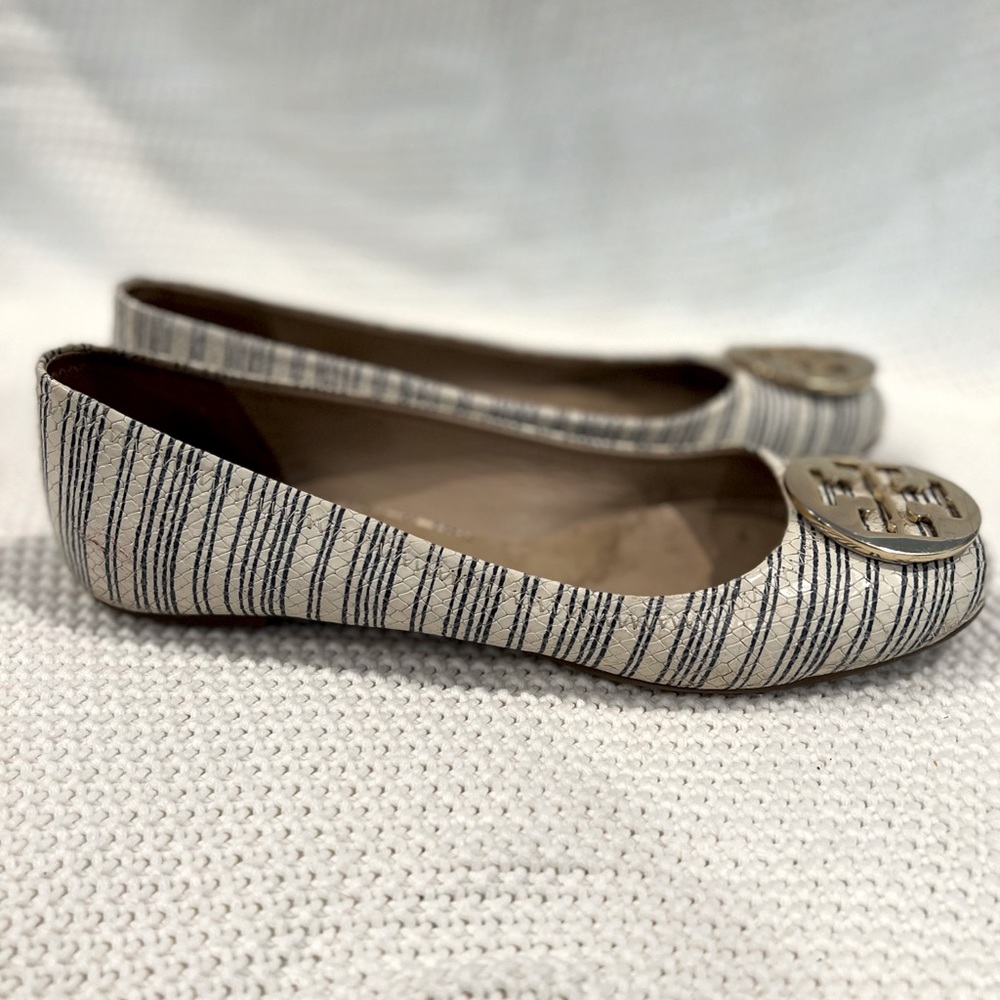 *SALE* TORY BURCH REVA STRIPED FLATS SIZE 9